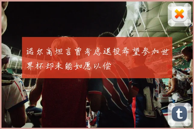 诺尔高坦言曾考虑退役希望参加世界杯却未能如愿以偿